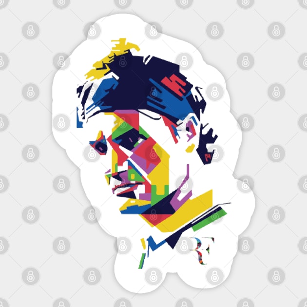 Roger Federer Abstract Colours Sticker by inkstyl